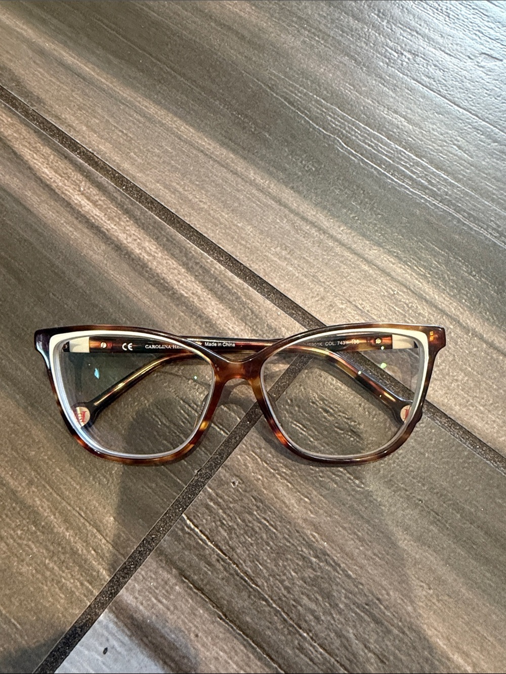 Carolina Herrera Tortoiseshell Eyeglasses with Cream Accents